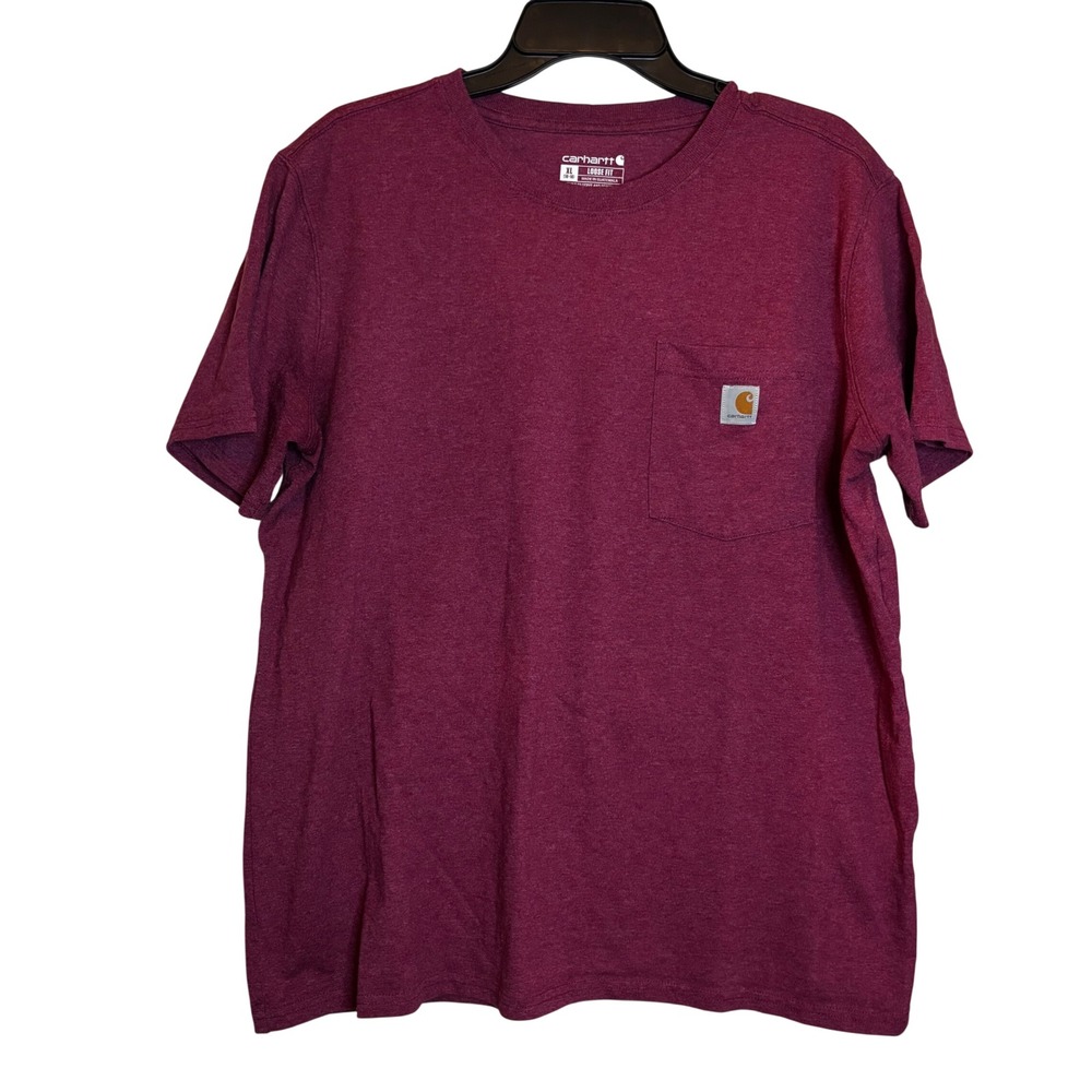 Carhartt Boys Men's T-Shirt XL 16 18 EUC Loose Fit Heavyweight Pocket Burgundy